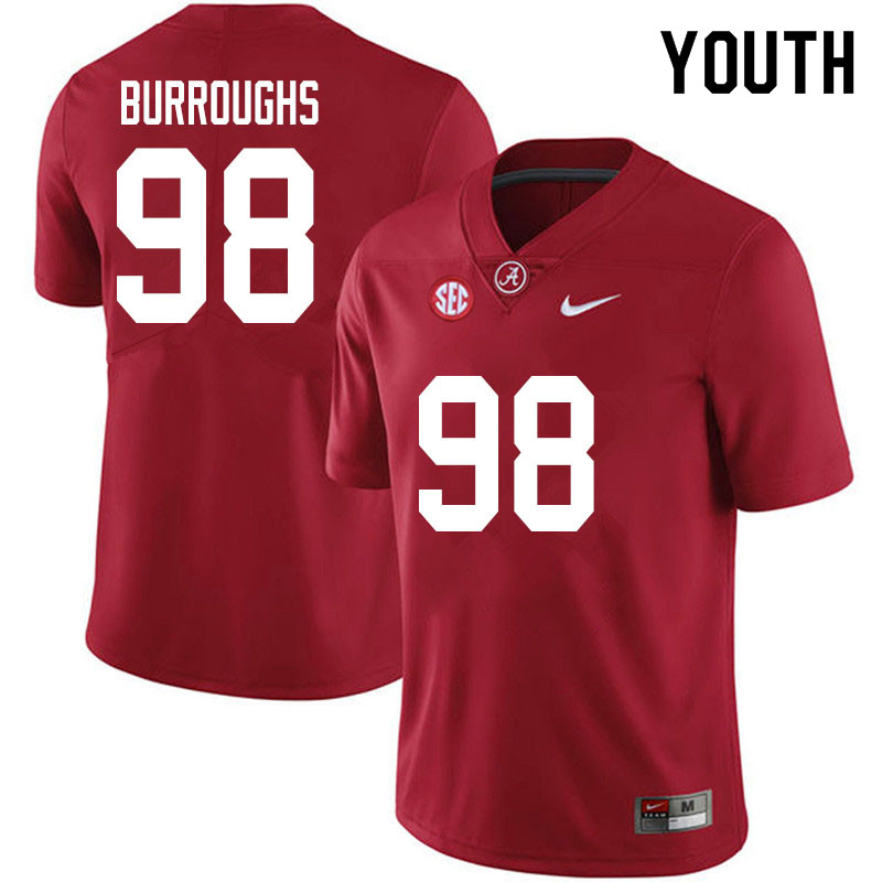 Youth #98 Jamil Burroughs Alabama Crimson Tide College Football Jerseys Sale-Crimson